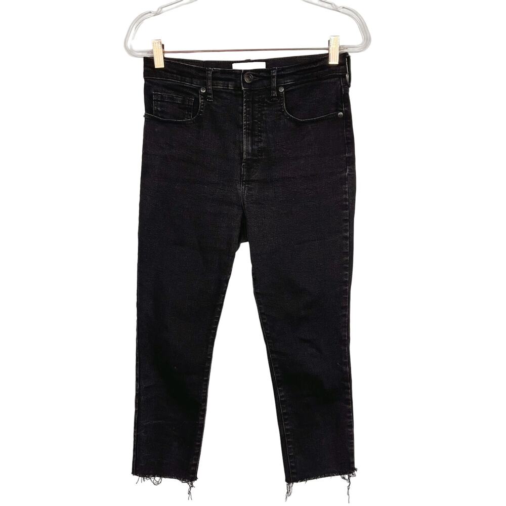 Everlane Womens 29 Ankle Raw Fray Hem Jeans Washed Black Gray Cotton Modal